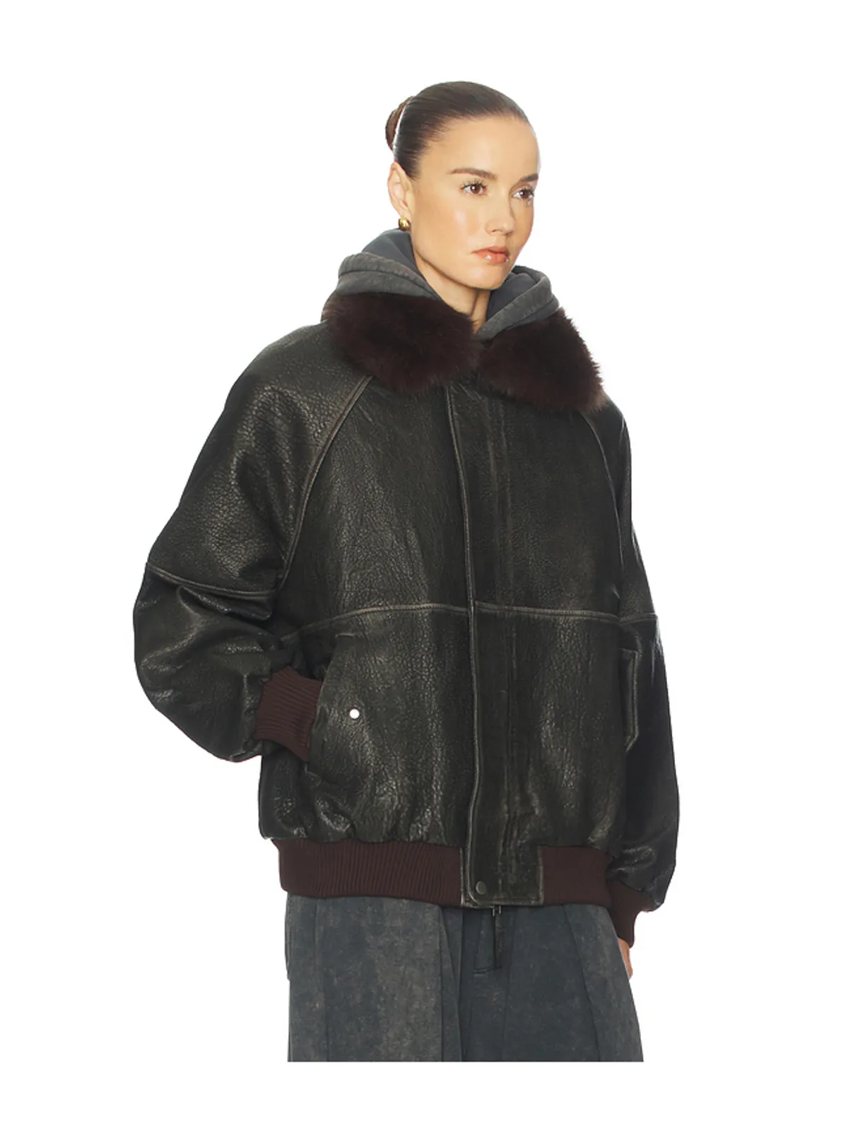 Helsa THE OVERSIZED LEATHER ボンバー - 画像2