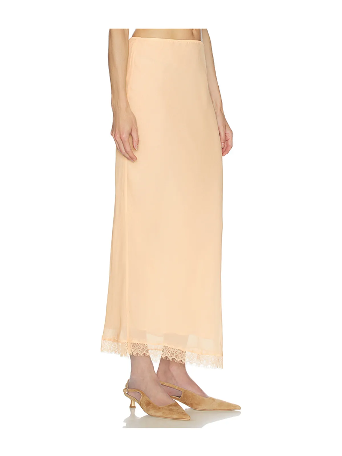 Helsa VISCOSE SATIN SLIP SKIRT WITH LACE スカート - 画像2