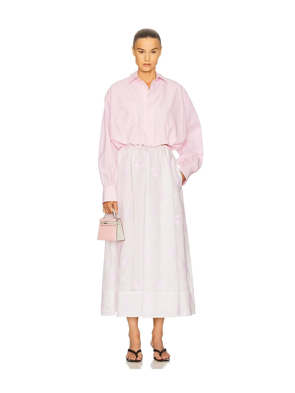 Helsa MIDDAY SKIRT IN CHERRY BLOSSOM EMBROIDERY スカート - 画像5
