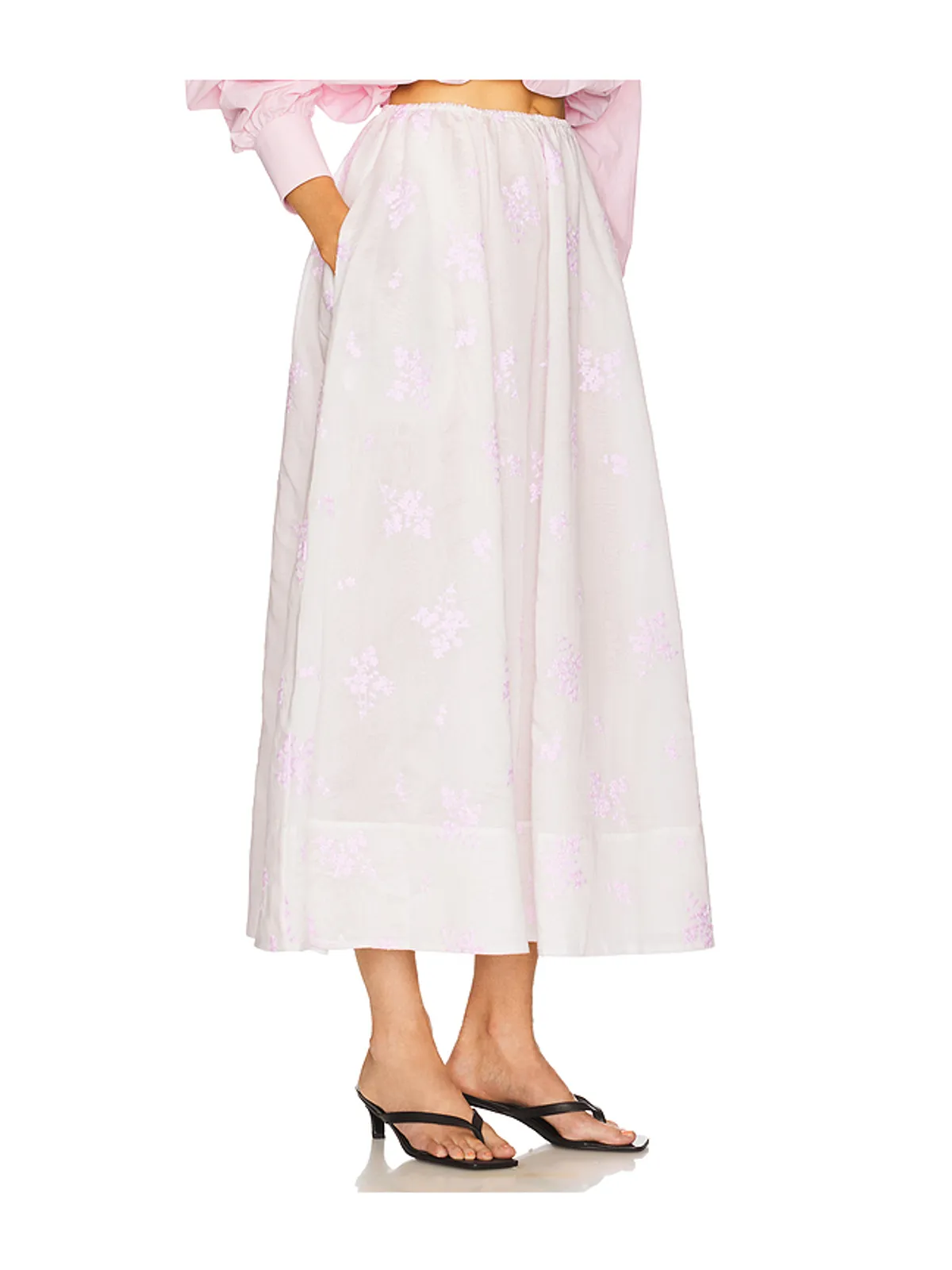 Helsa MIDDAY SKIRT IN CHERRY BLOSSOM EMBROIDERY スカート - 画像2