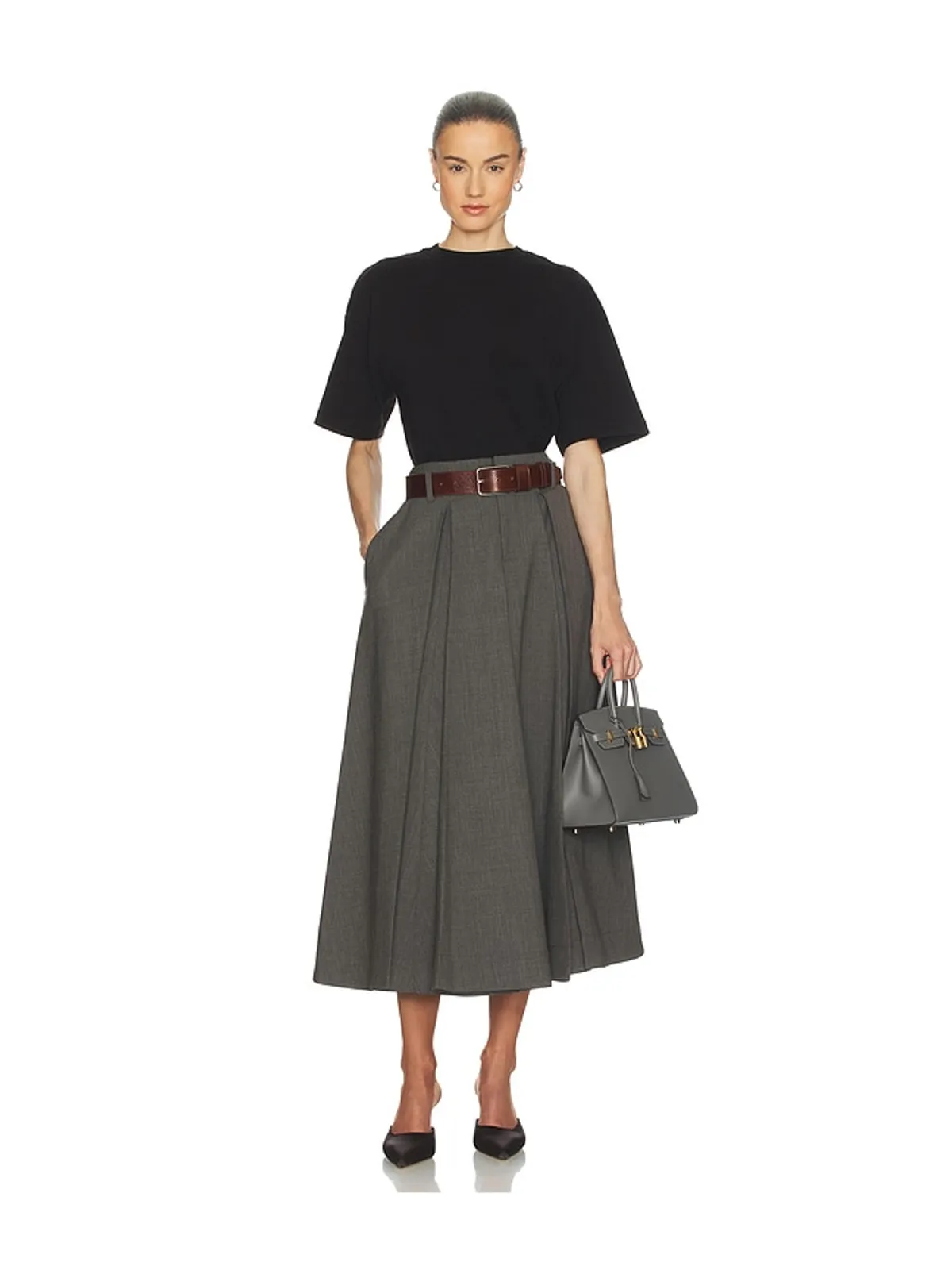 Helsa WOOL BLEND PLEATED スカート - 画像5