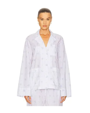 Helsa PAJAMA TOP IN FLEUR PRINT STRIPE トップ - サムネイル2