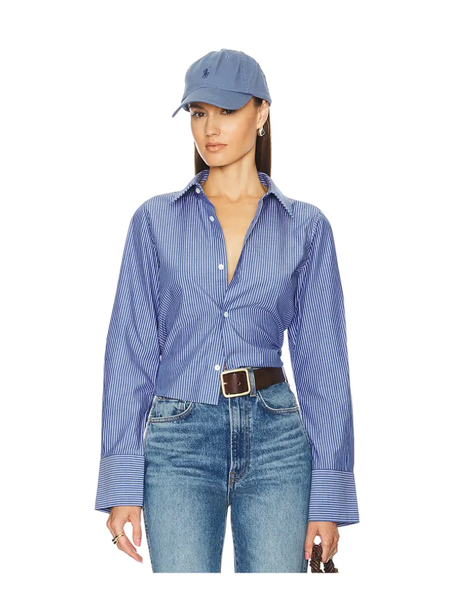 Helsa Helsa PINSTRIPE POPLIN スリムシャツの商品画像