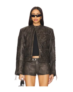 h:ours LAVINIA LEATHER レーサージャケット - サムネイル1