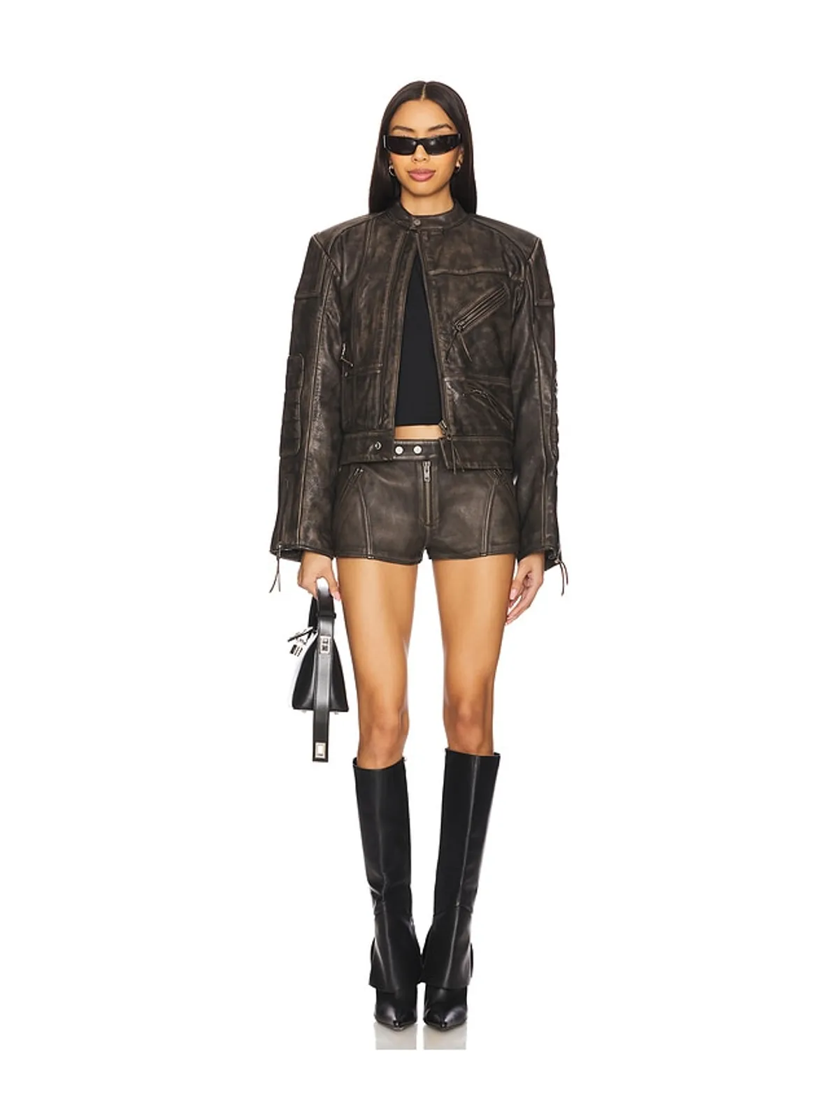 h:ours LAVINIA LEATHER レーサージャケット - 画像5