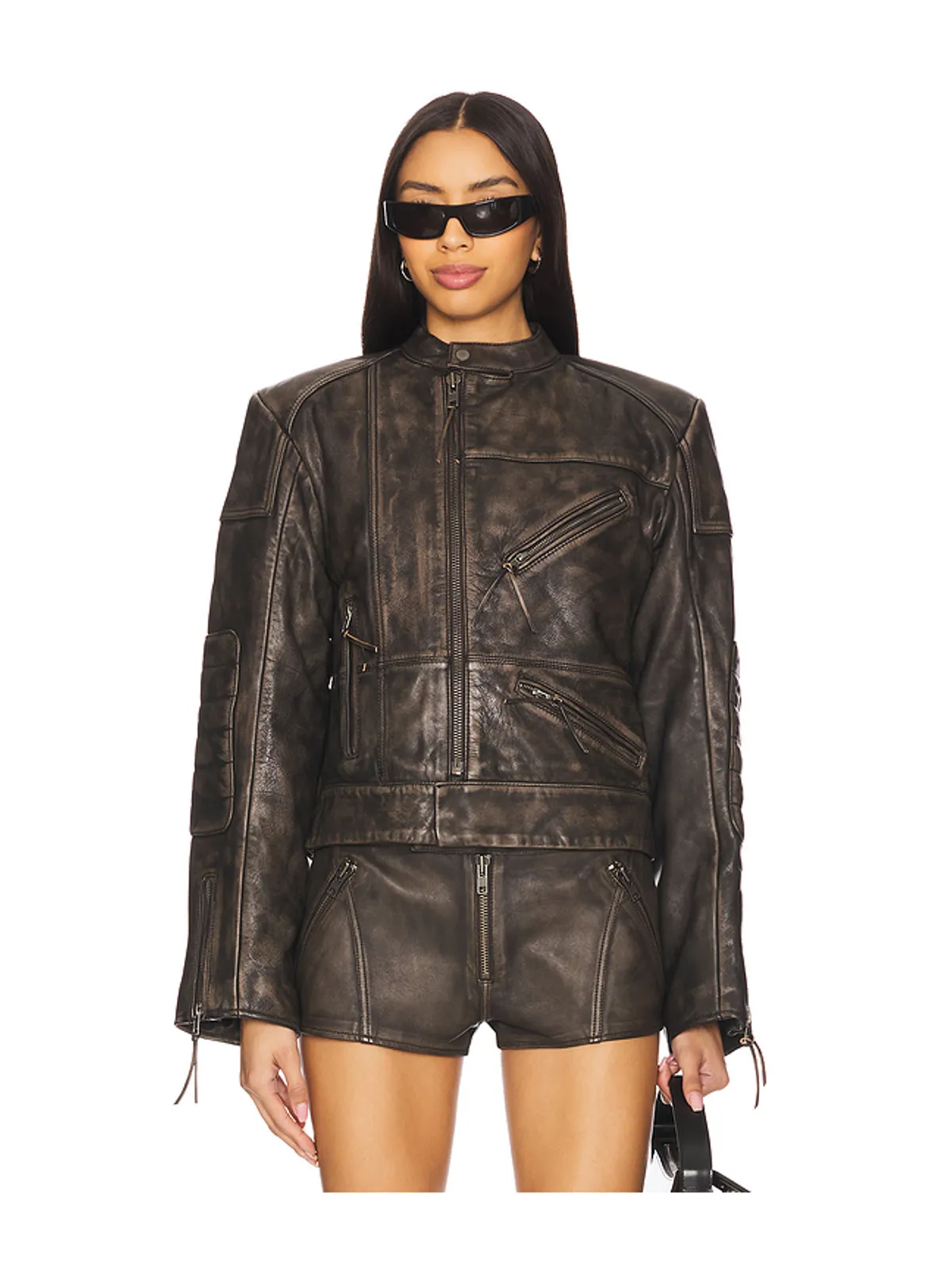 h:ours LAVINIA LEATHER レーサージャケット - 画像2