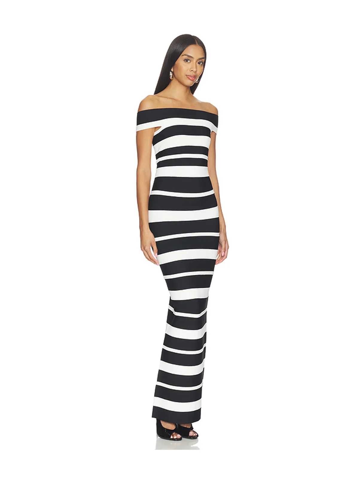 Herve Leger KIVA マキシドレス - Black,White. - 画像2