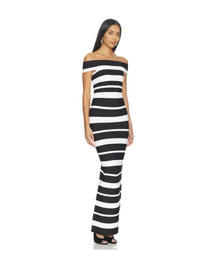 Herve Leger KIVA マキシドレス - Black,White. - サムネイル2
