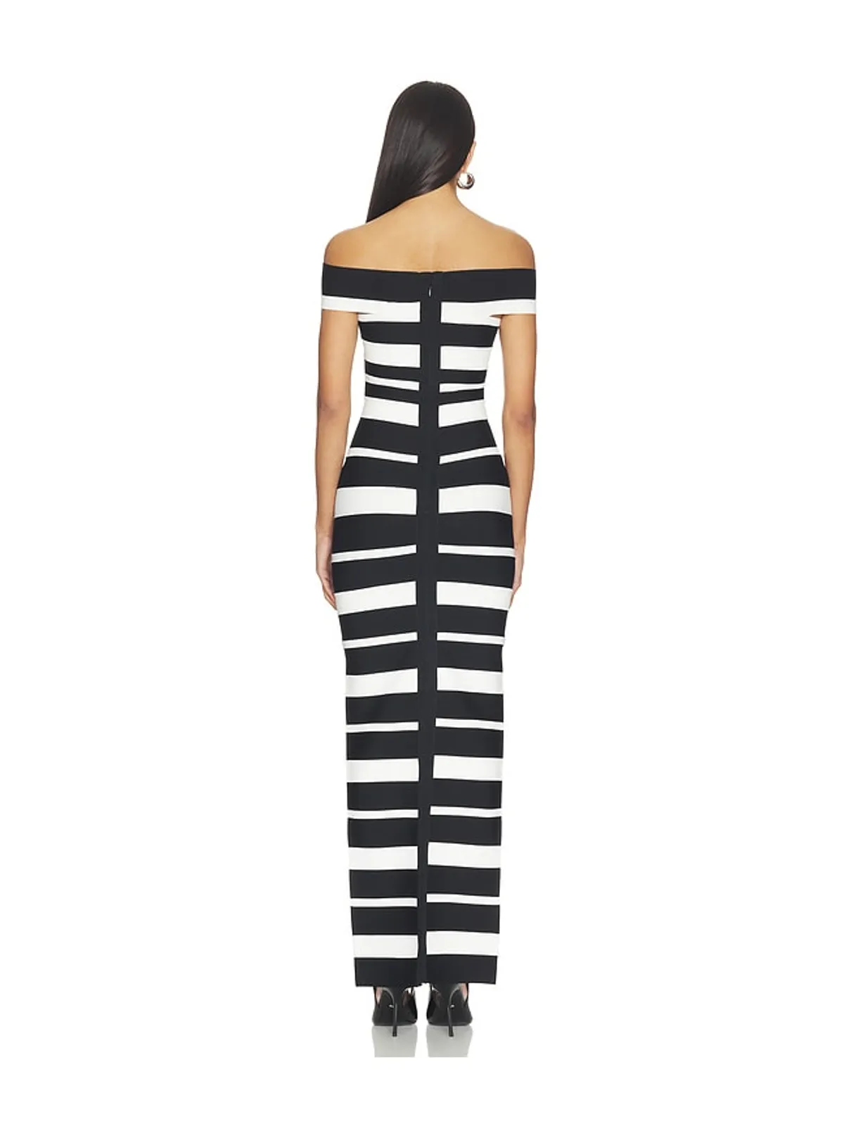 Herve Leger KIVA マキシドレス - Black,White. - 画像3