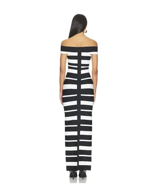 Herve Leger KIVA マキシドレス - Black,White. - サムネイル3
