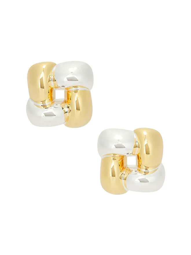 Jenny Bird Jenny Bird WOVEN SQUARE スタッズイヤリング - Metallic Gold,Metallic Silver.の商品画像