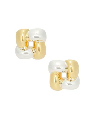 Jenny Bird WOVEN SQUARE スタッズイヤリング - Metallic Gold,Metallic Silver. - サムネイル1