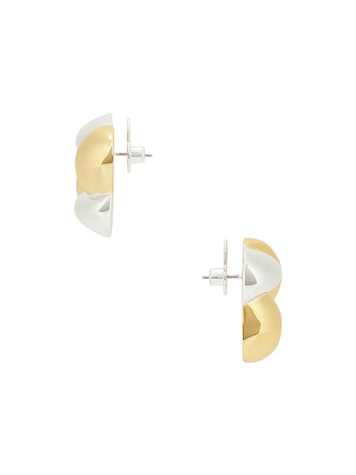 Jenny Bird WOVEN SQUARE スタッズイヤリング - Metallic Gold,Metallic Silver. - 画像2