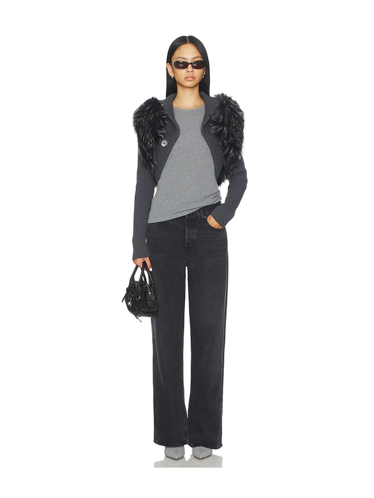 Jaded London KNIT FAUX FUR シュラグ - 画像4
