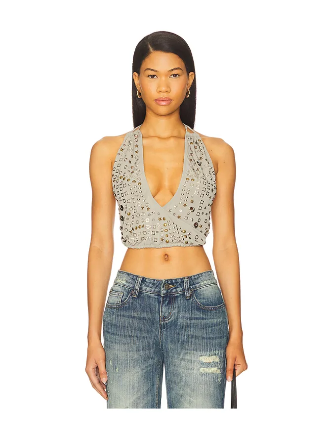 Jaded London Jaded London CRYSTAL STUDDED BACKLESS トップの商品画像