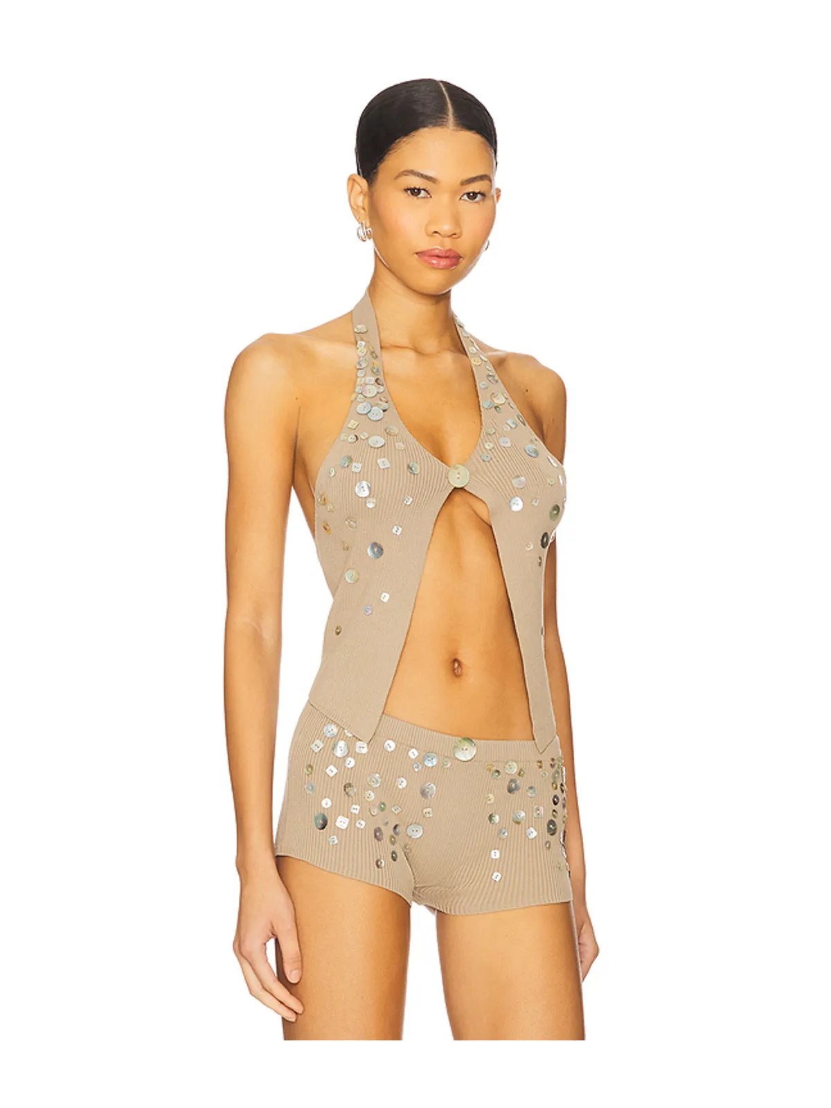 Jaded London BUTTON KNIT HALTER トップ - 画像2