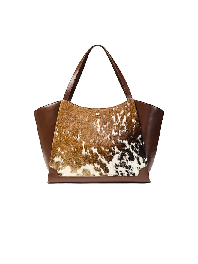 July July JULIETTE OPEN WINGED COW PRINT TOTE BROWN バッグの商品画像