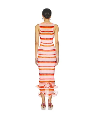 SIMKHAI DANIELLA プリーツミディドレス - Pink,Orange. - サムネイル3