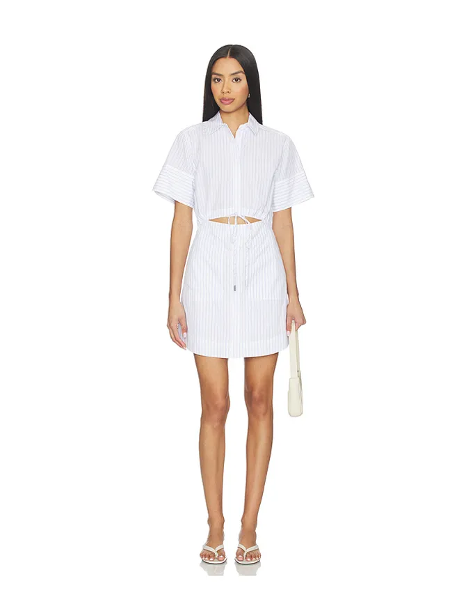 SIMKHAI SIMKHAI MARCY コットン ミニシャツドレス - White,Blue.の商品画像