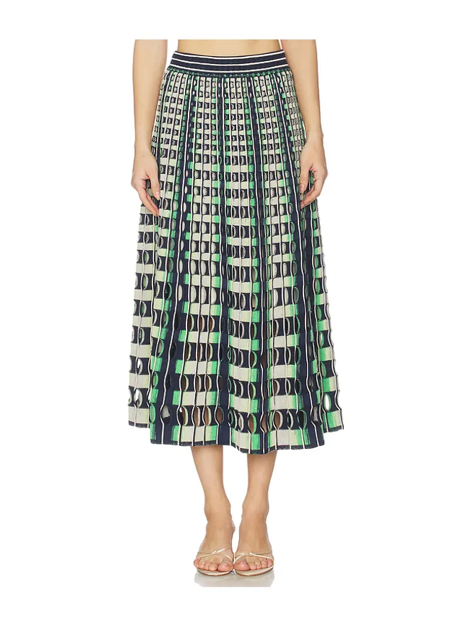SIMKHAI SIMKHAI DRUE ミディ丈スカート - Navy,Green.の商品画像