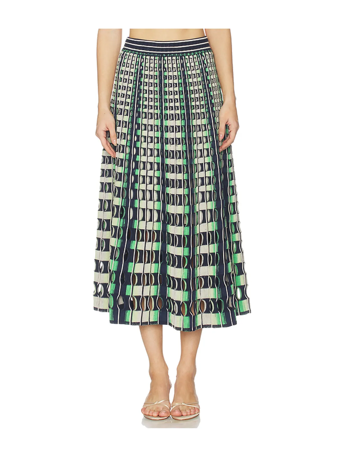 SIMKHAI DRUE ミディ丈スカート - Navy,Green. - 画像1