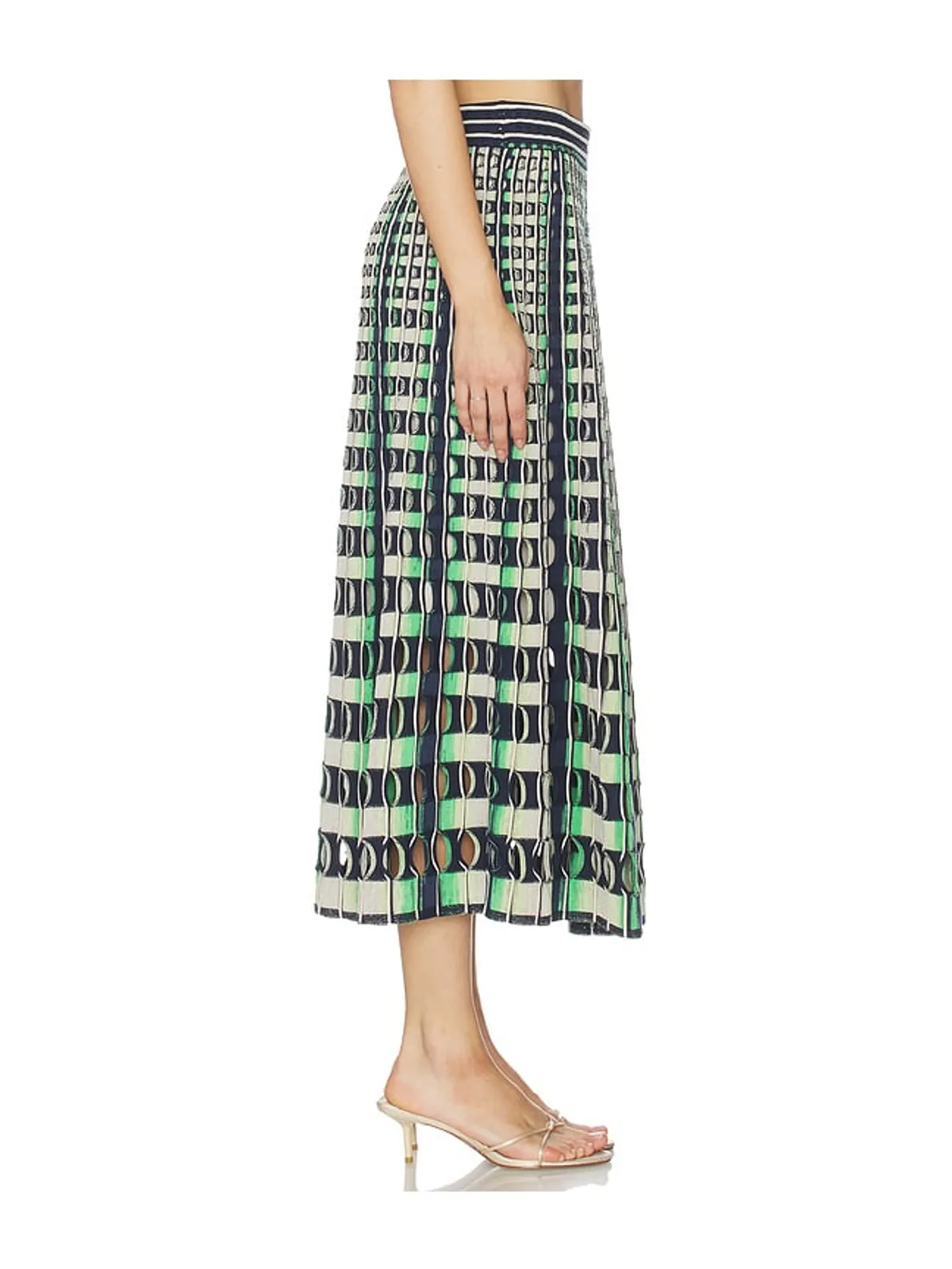 SIMKHAI DRUE ミディ丈スカート - Navy,Green. - 画像3
