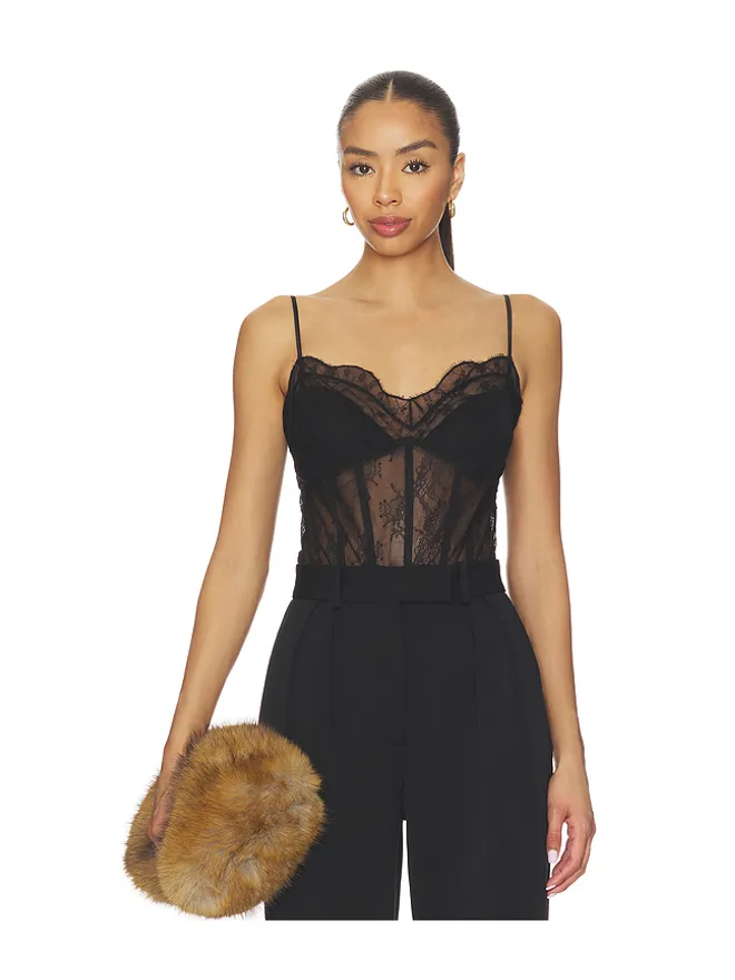 SIMKHAI SIMKHAI Angelina Lace Bustier Bodysuitの商品画像