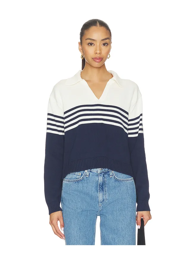 SIMKHAI SIMKHAI JULES ニットポロシャツ - White,Navy.の商品画像