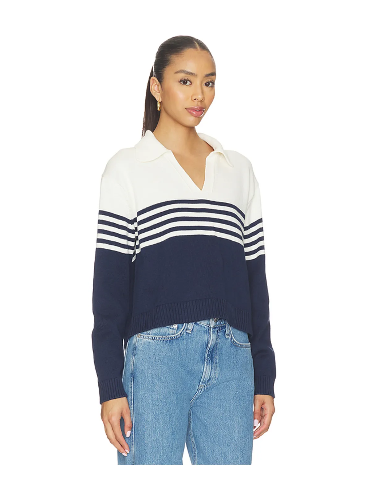SIMKHAI JULES ニットポロシャツ - White,Navy. - 画像2