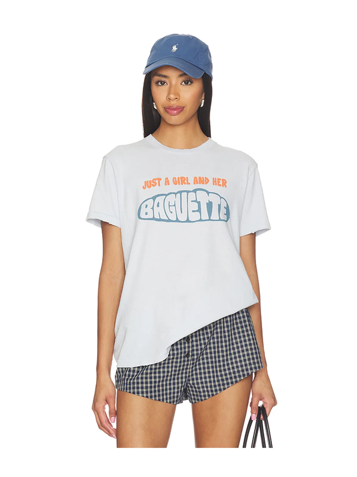 Junk Food JUST A GIRL AND HER BAGUETTE THE VINTAGE TEE グラフィックTシャツ - 画像1
