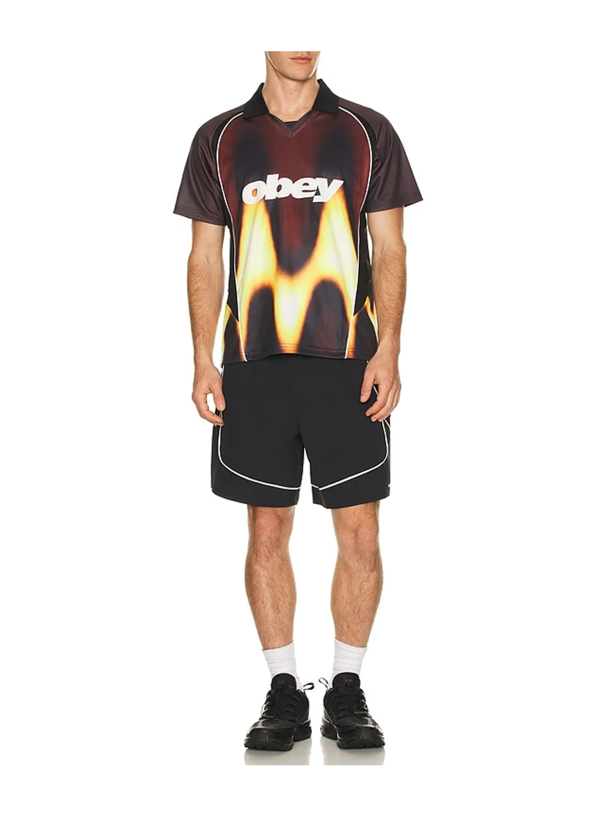 Obey BLURRED サッカージャージ - Red,Black. - 画像3
