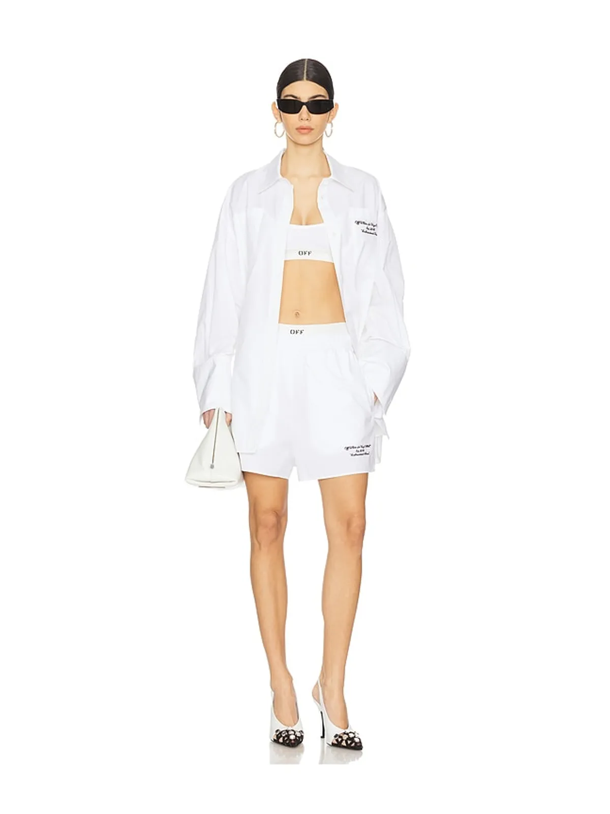 OFF-WHITE POPLIN エンブロイダードエラスティックウエストショートパンツ - 画像5