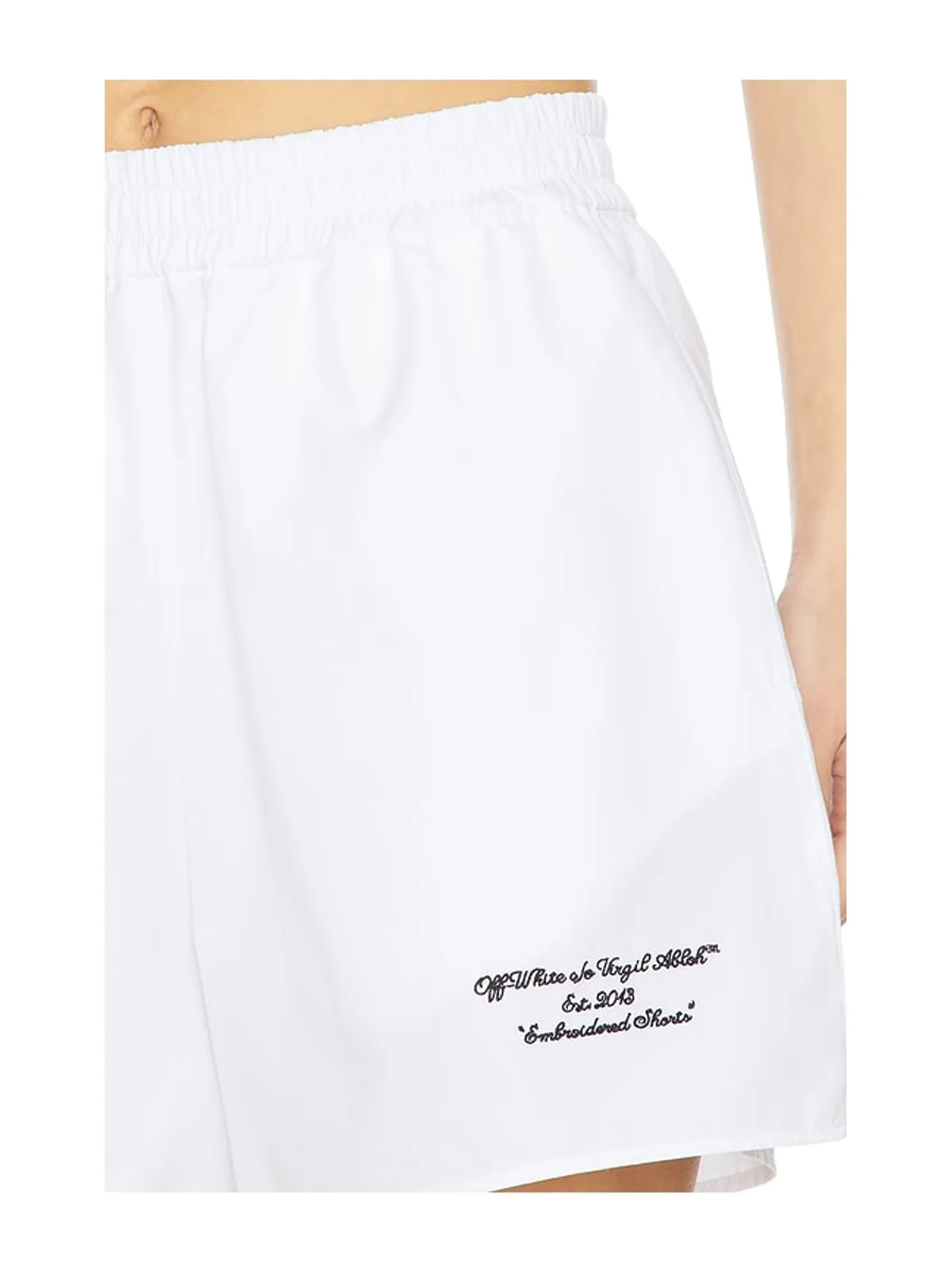 OFF-WHITE POPLIN エンブロイダードエラスティックウエストショートパンツ - 画像6