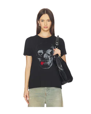 Lauren Moshi CRYSTAL TONGUE SKULL ボーイフレンドTシャツ - サムネイル1