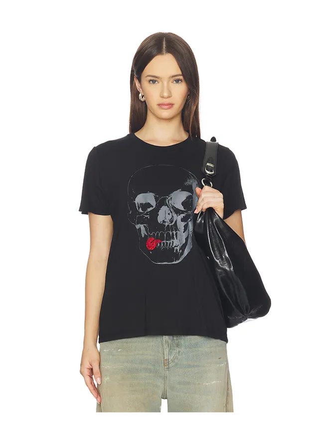Lauren Moshi Lauren Moshi CRYSTAL TONGUE SKULL ボーイフレンドTシャツの商品画像