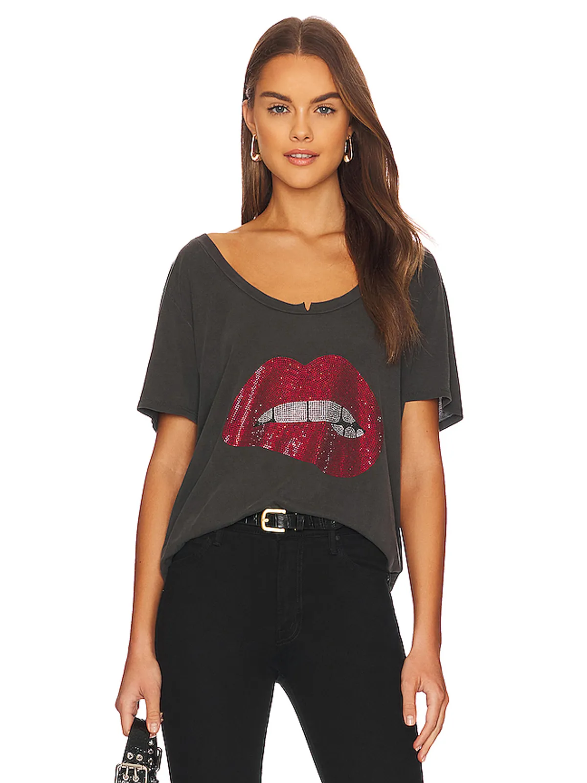 Lauren Moshi DELARA CRYSTAL LIP グラフィックTシャツ - 画像1