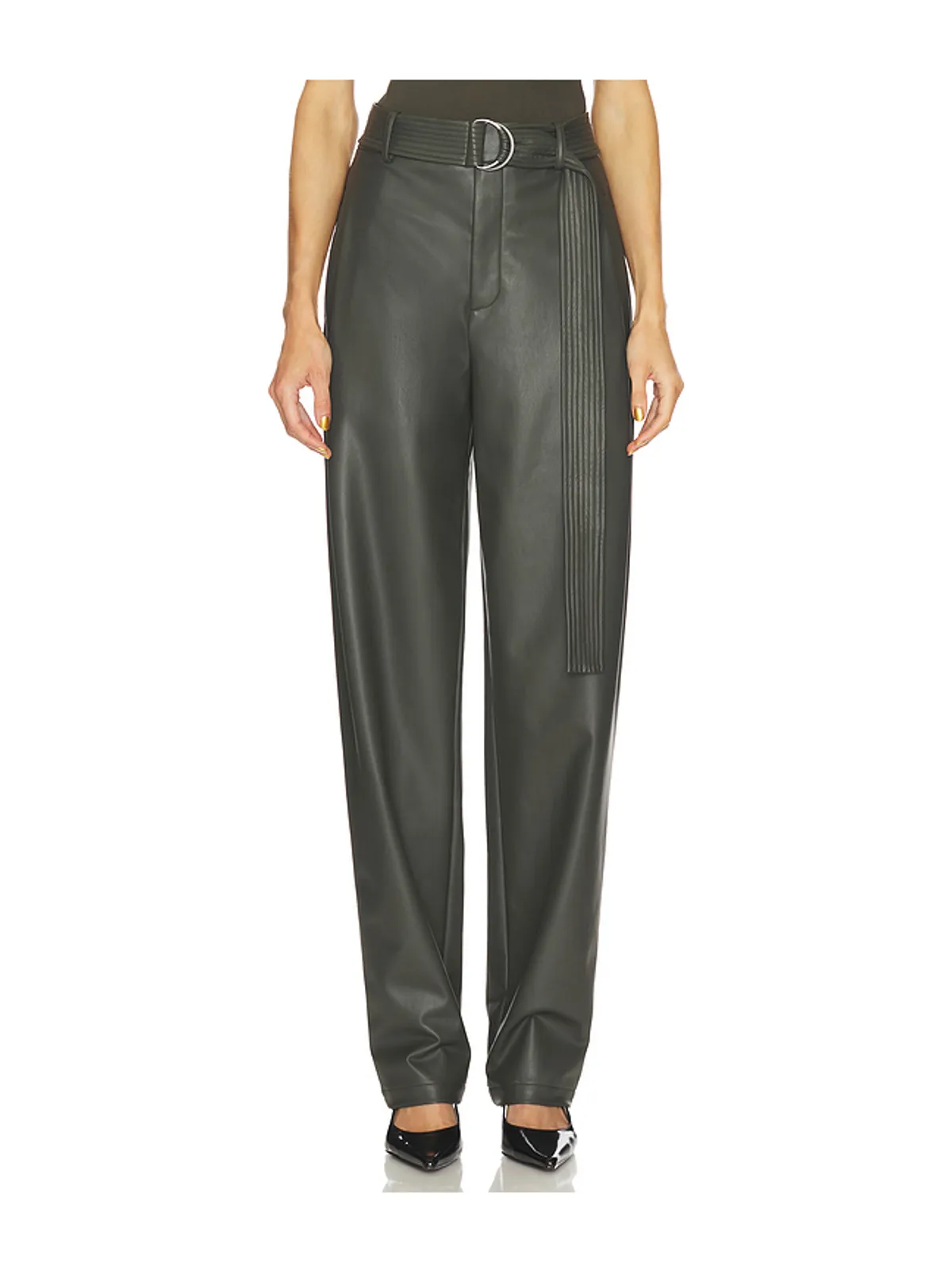 Lapointe FAUX LEATHER BELTED TAPERED パンツ - 画像1