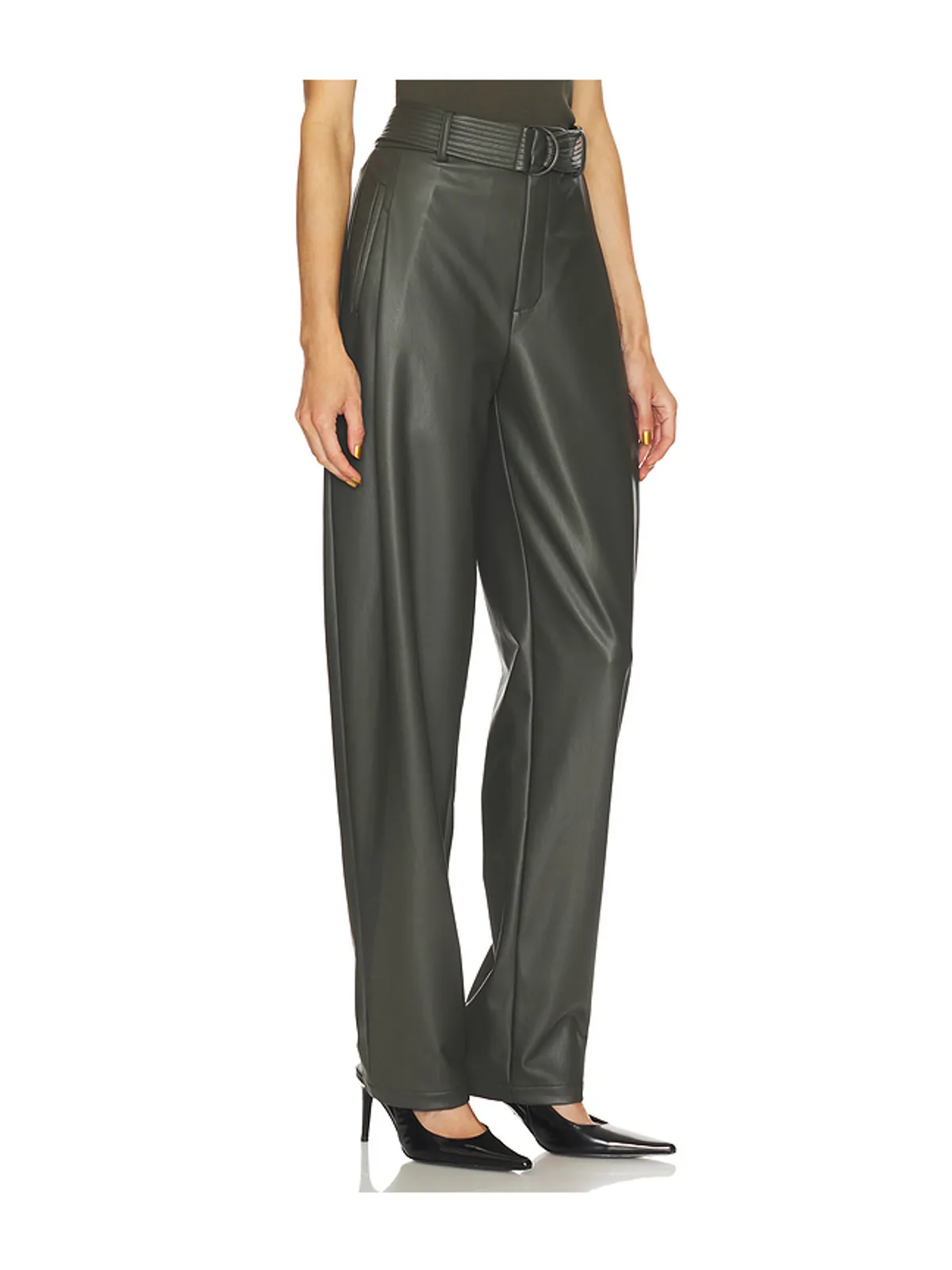 Lapointe FAUX LEATHER BELTED TAPERED パンツ - 画像2