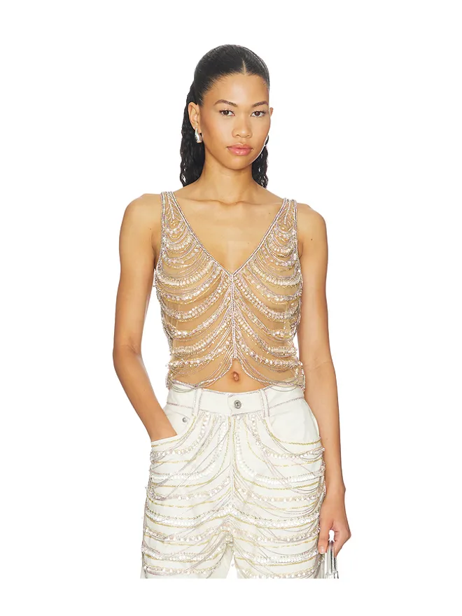 Lapointe Lapointe DRAPED CRYSTAL EMBROIDERY トップの商品画像