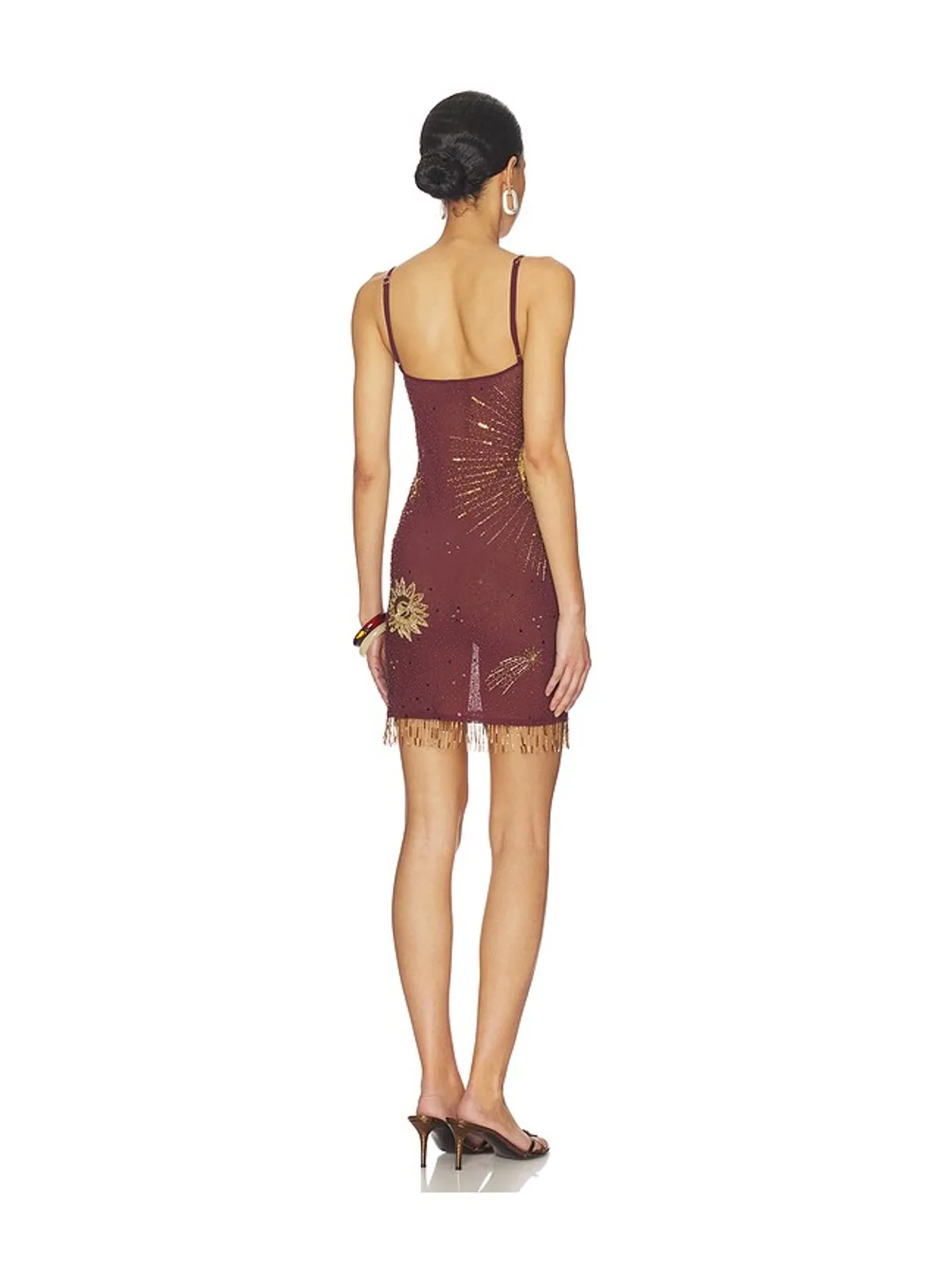 Leslie Amon DRESS ドレス - Brown,Metallic Gold. - 画像4