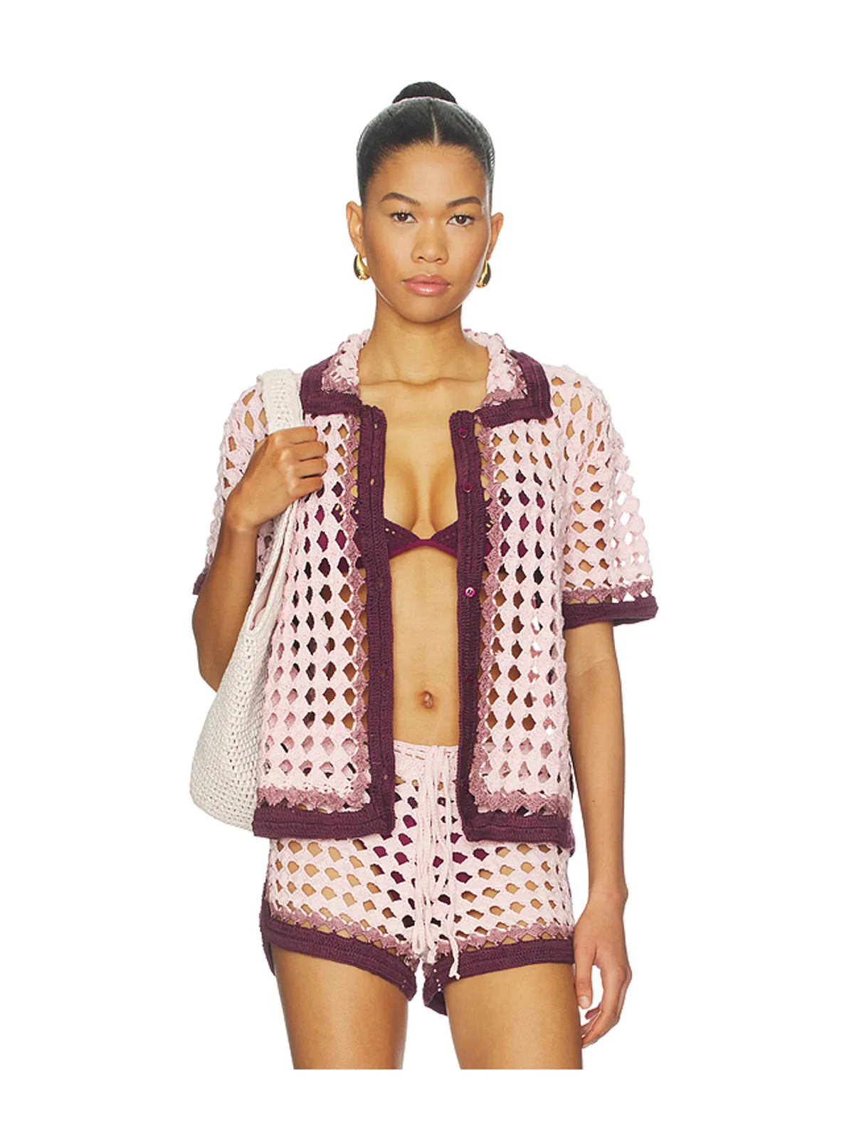 Leslie Amon GARIS トップ - Pink,Burgundy. - 画像1