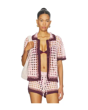 Leslie Amon GARIS トップ - Pink,Burgundy. - サムネイル1