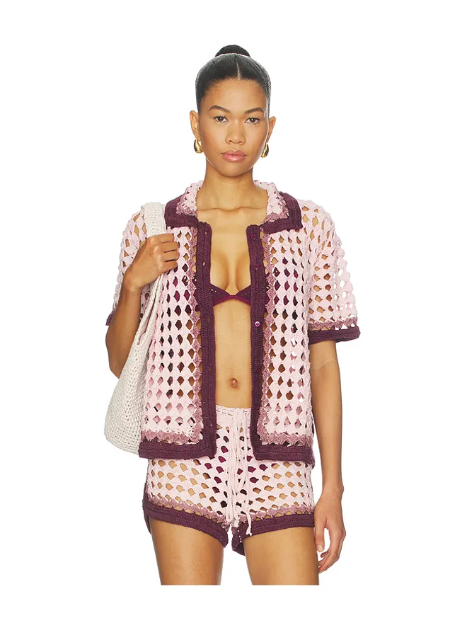 Leslie Amon Leslie Amon GARIS トップ - Pink,Burgundy.の商品画像