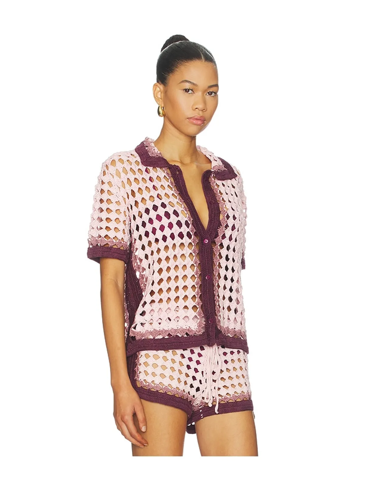 Leslie Amon GARIS トップ - Pink,Burgundy. - 画像3