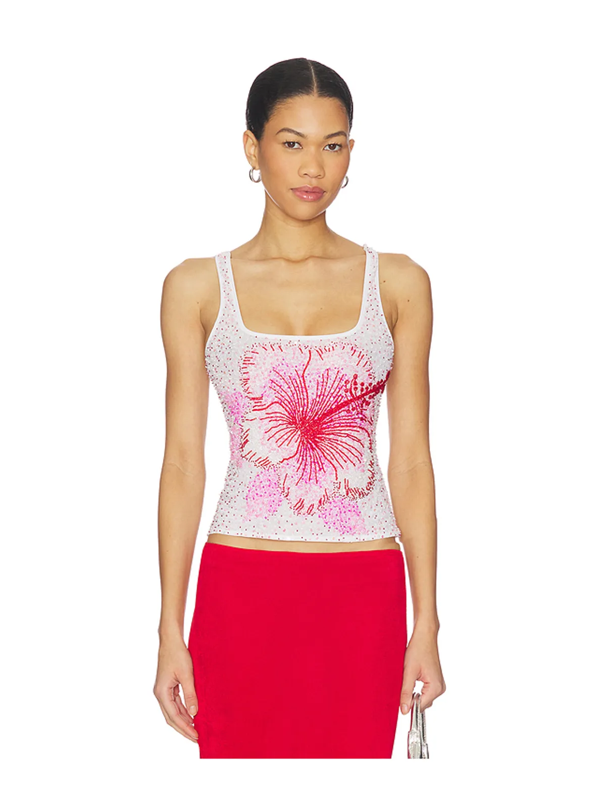 Leslie Amon HIBISCUS トップ - White,Red. - 画像1