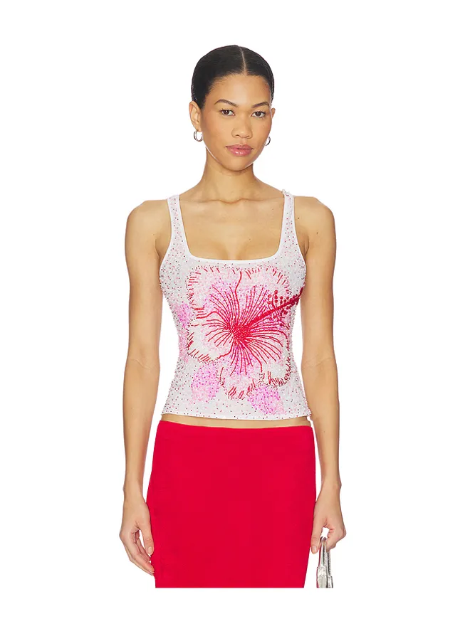 Leslie Amon Leslie Amon HIBISCUS トップ - White,Red.の商品画像