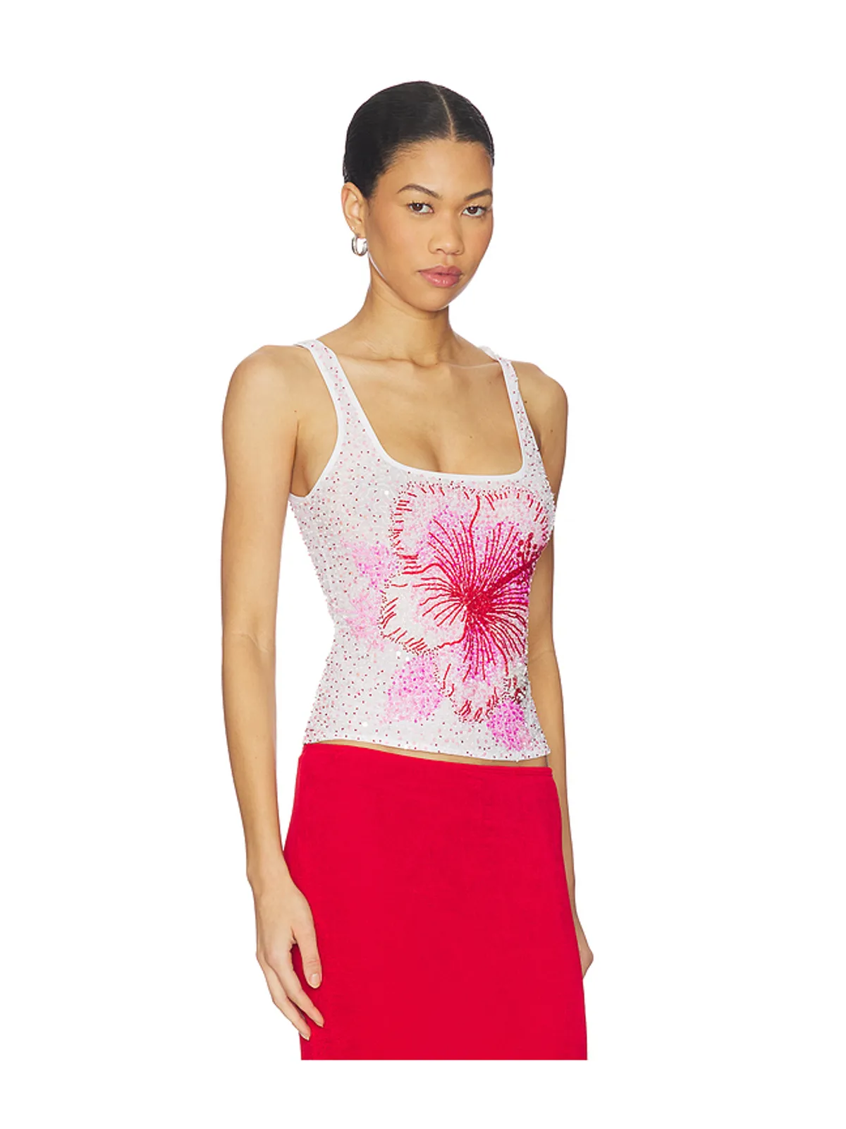 Leslie Amon HIBISCUS トップ - White,Red. - 画像2