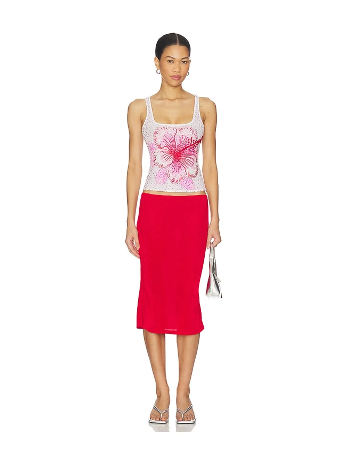 Leslie Amon HIBISCUS トップ - White,Red. - 画像4