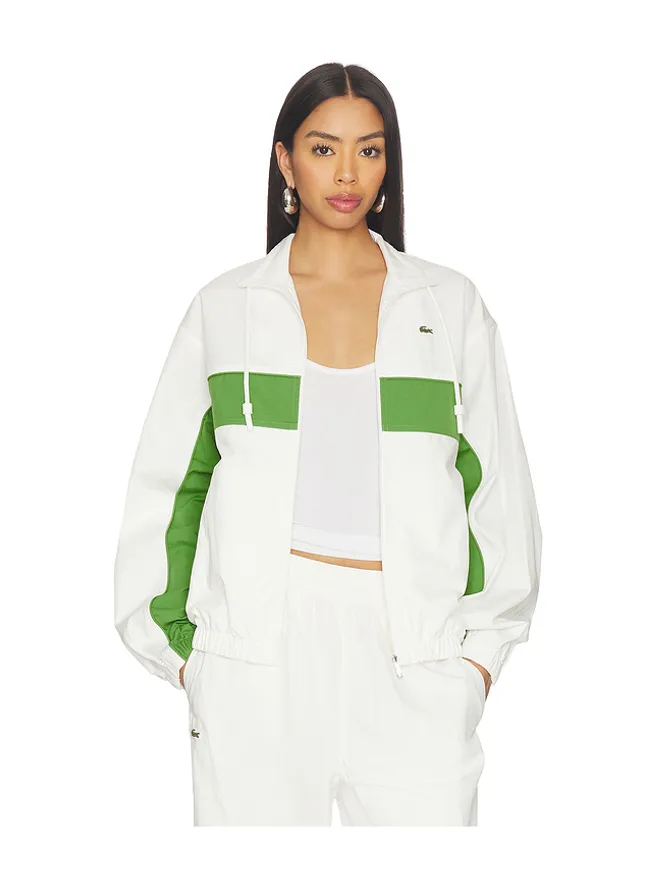 Lacoste Lacoste Relaxed Fit Twill Jacket - White,Green.の商品画像