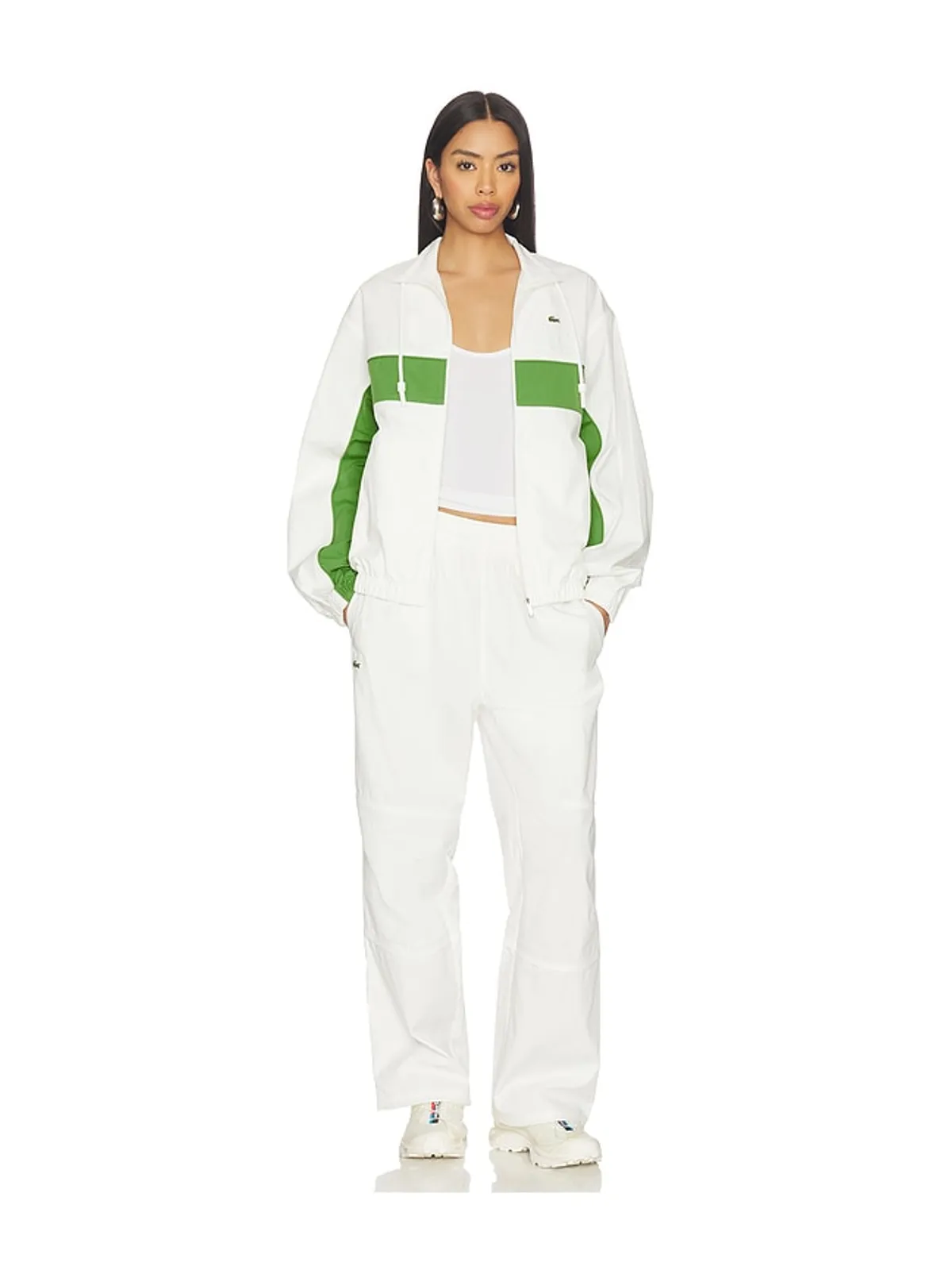Lacoste Relaxed Fit Twill Jacket - White,Green. - 画像5